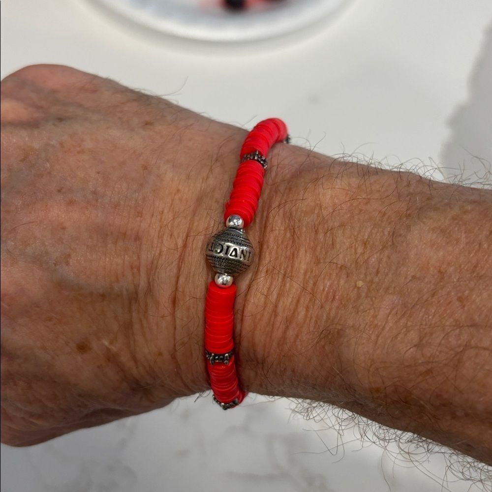 Invicta Vibrant Red and Silver Beaded Bracelet